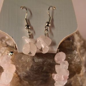 Rose Quartz Necklace with Earrings